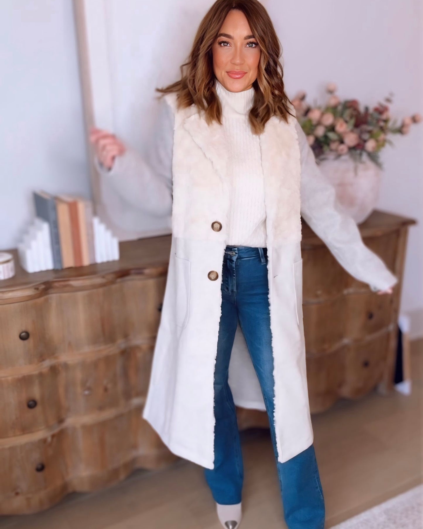 James Color Blocked Long Coat