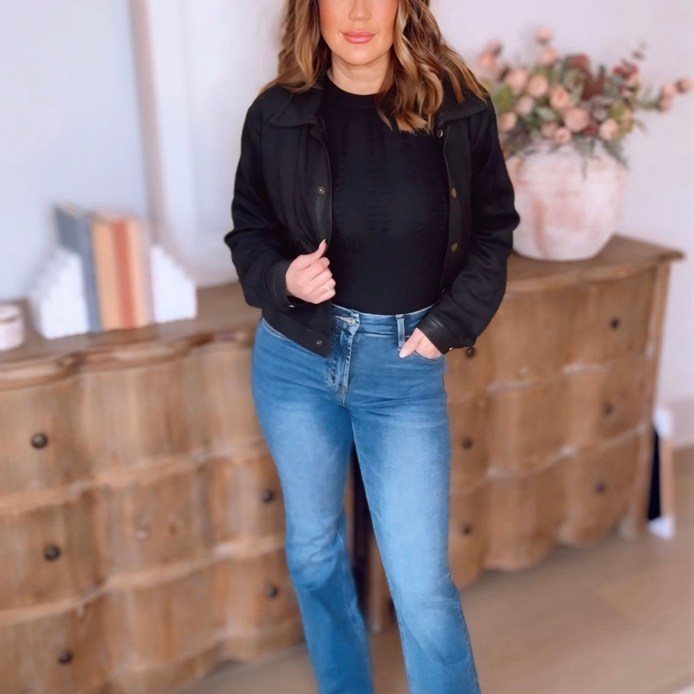 Kate Suede Button Front Jacket