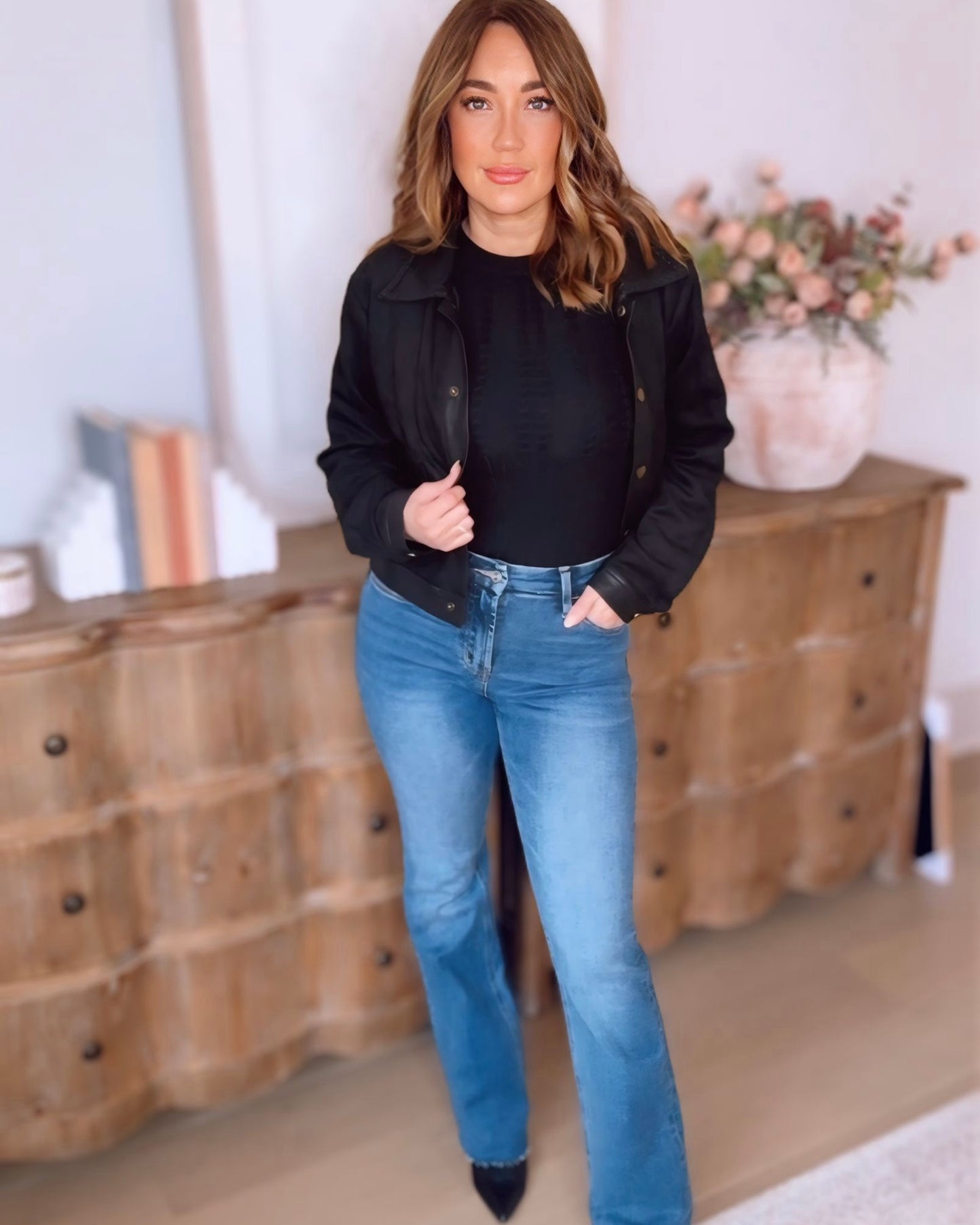 Kate Suede Button Front Jacket