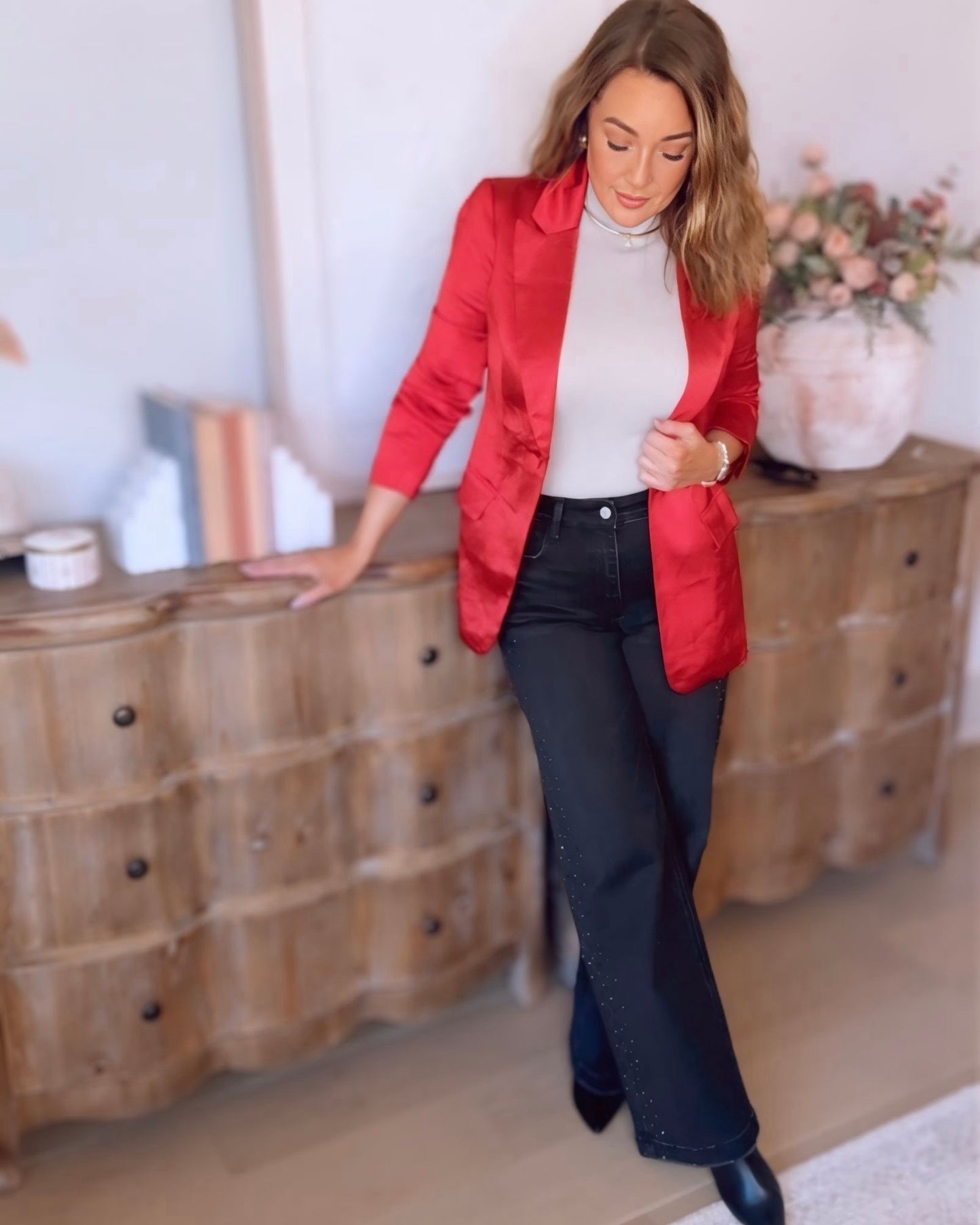 Flying Monkey- High Rise Embellished Wide Leg Jeans