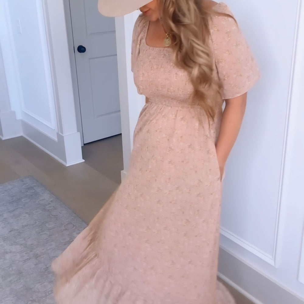 
                      
                        Alessa Square Neck Smocked Midi Dress
                      
                    