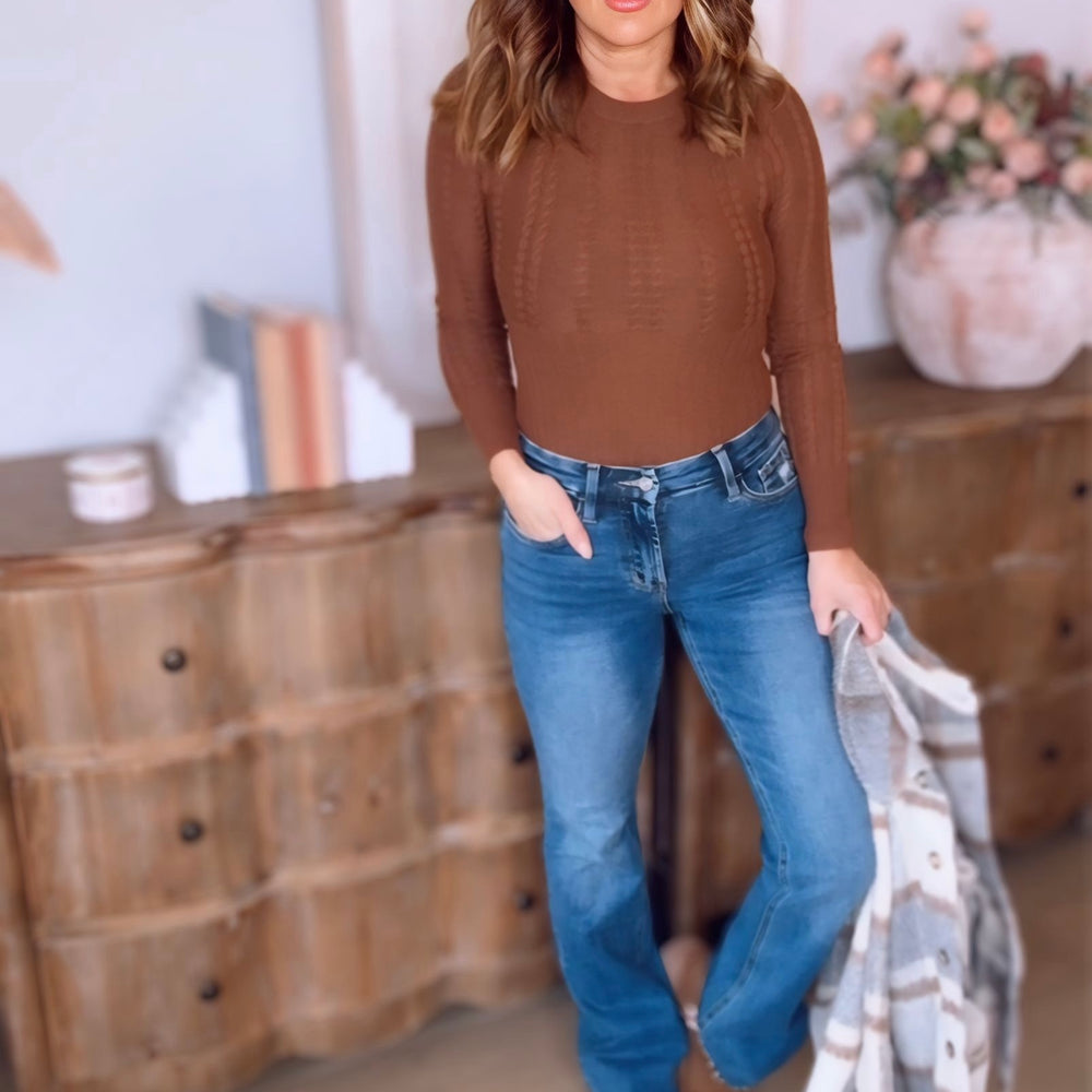 Leni Cable Knit Bodysuit- 2 Colors