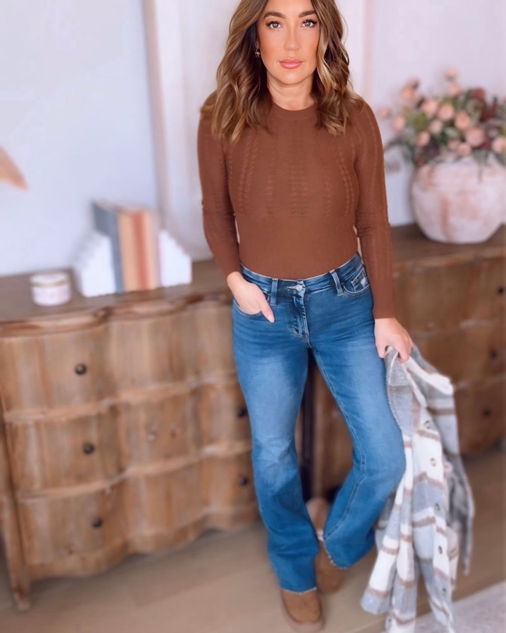 Leni Cable Knit Bodysuit- 2 Colors