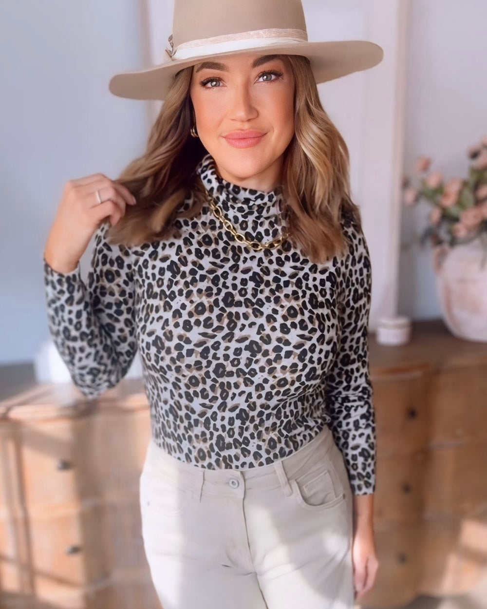 Haydie Leopard Print Turtleneck