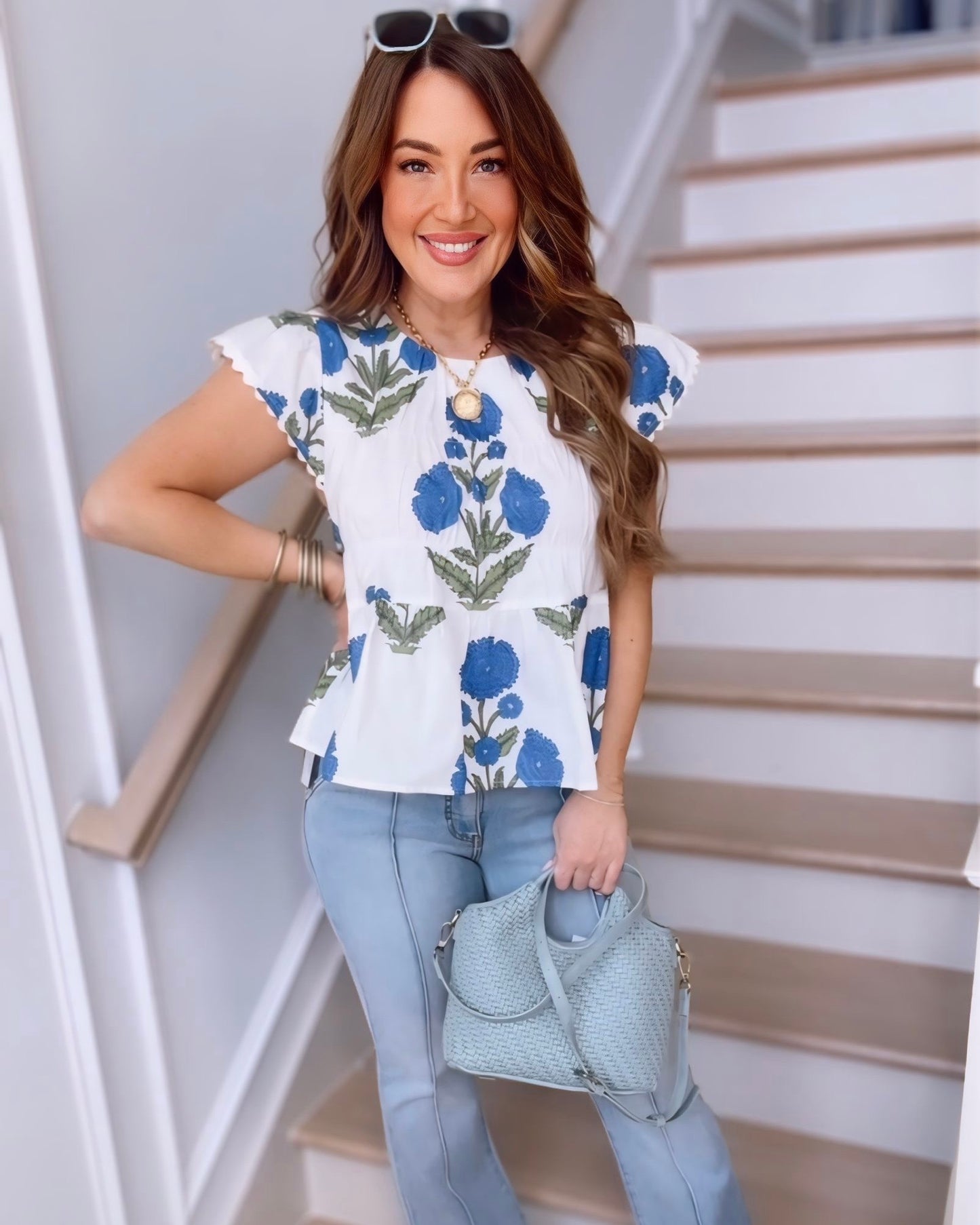 Rhonda Ruffle Sleeve Floral Top