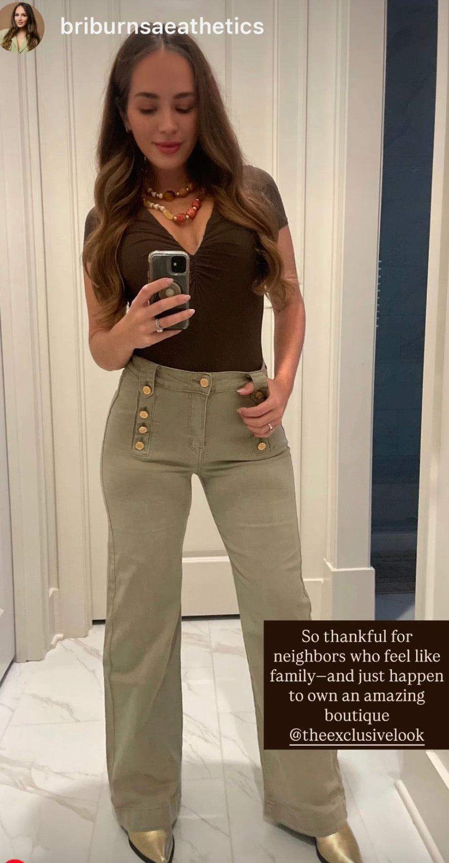 Gold Button Detail Straight Leg Denim