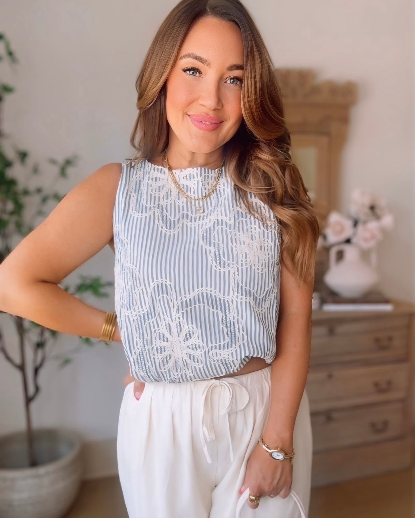 Rhett Embroidered Stripe Top