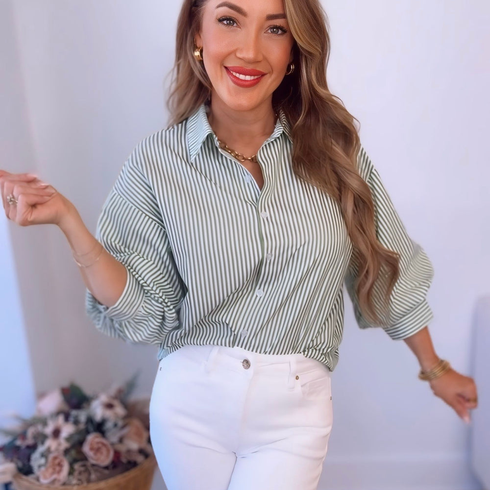 
                      
                        Catch A Glimpse Striped Button Up Top
                      
                    