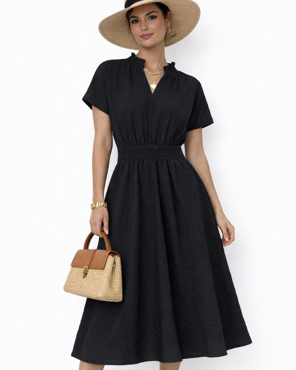 Rosalyn V-Neck Textured Maxi Dress