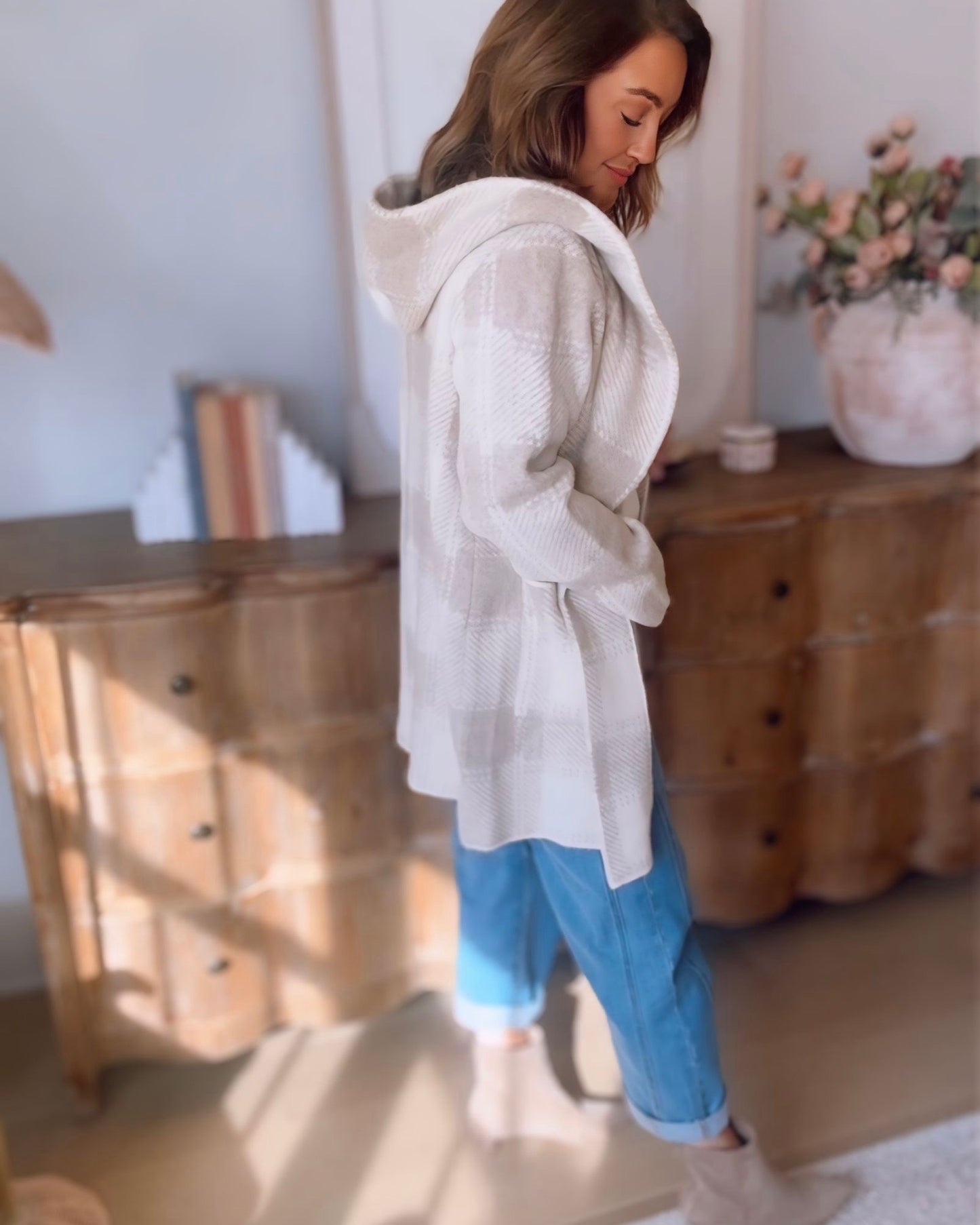 Laken Cozy Plaid Hoodie Cardigan