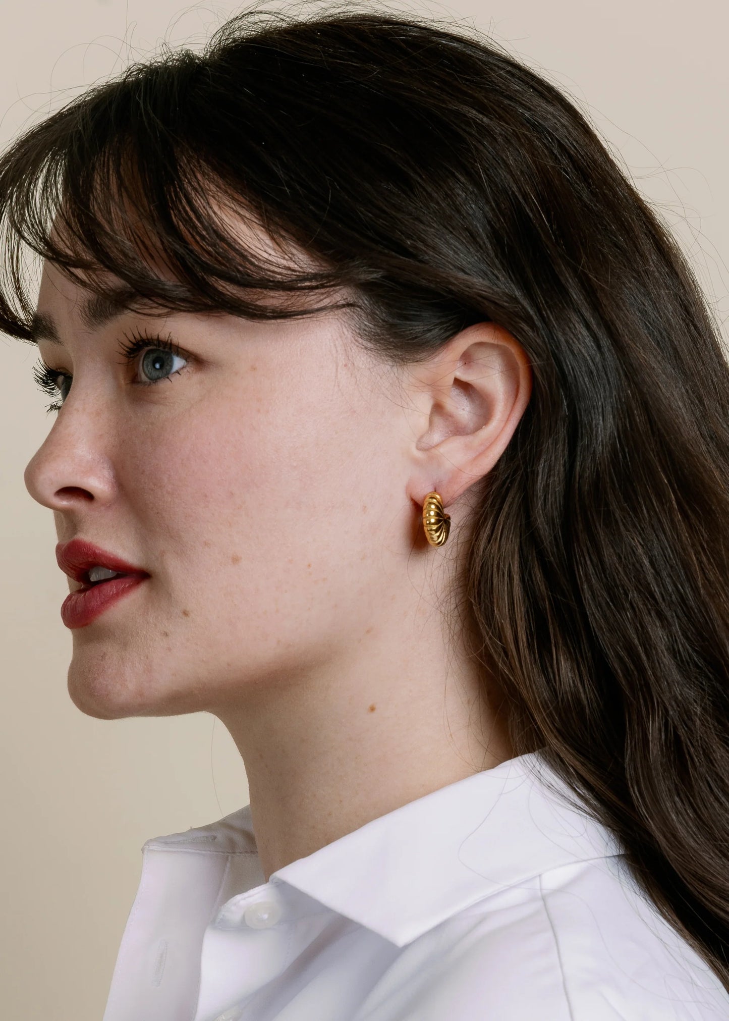 Gold Shell Hoop Earrings