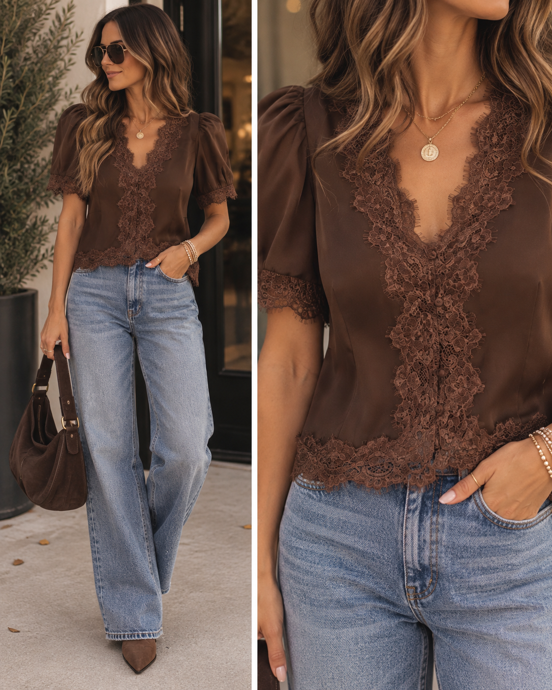 Lila Lace Button Blouse