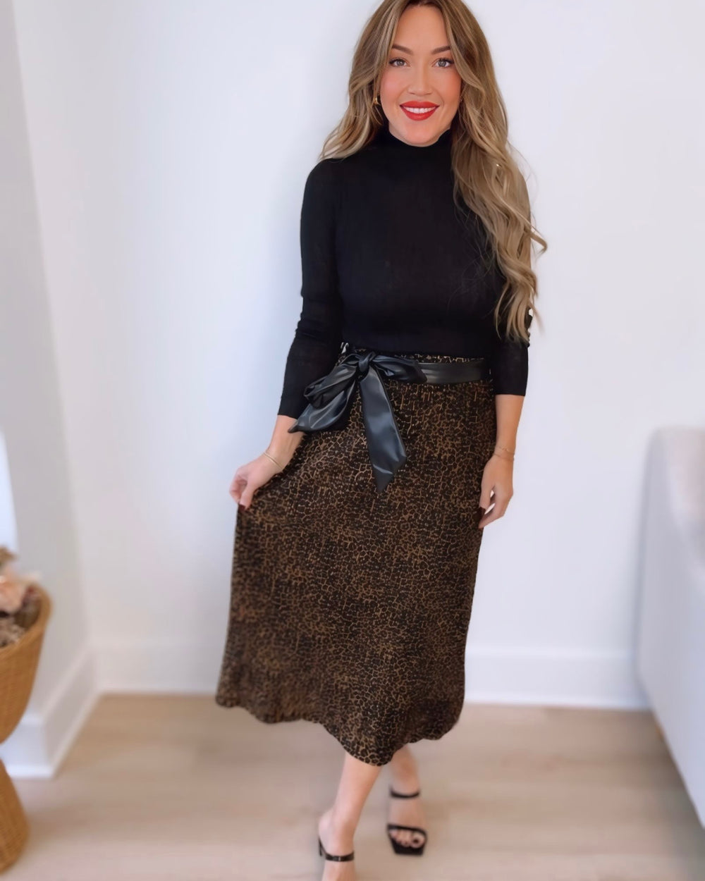 Leopard Print Midi Skirt