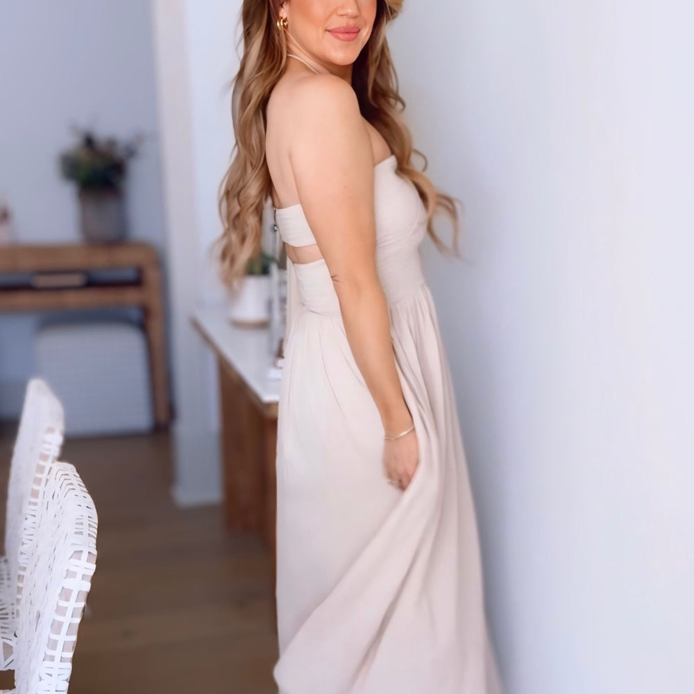 
                      
                        No One But You Smocked Tie Maxi Dress
                      
                    