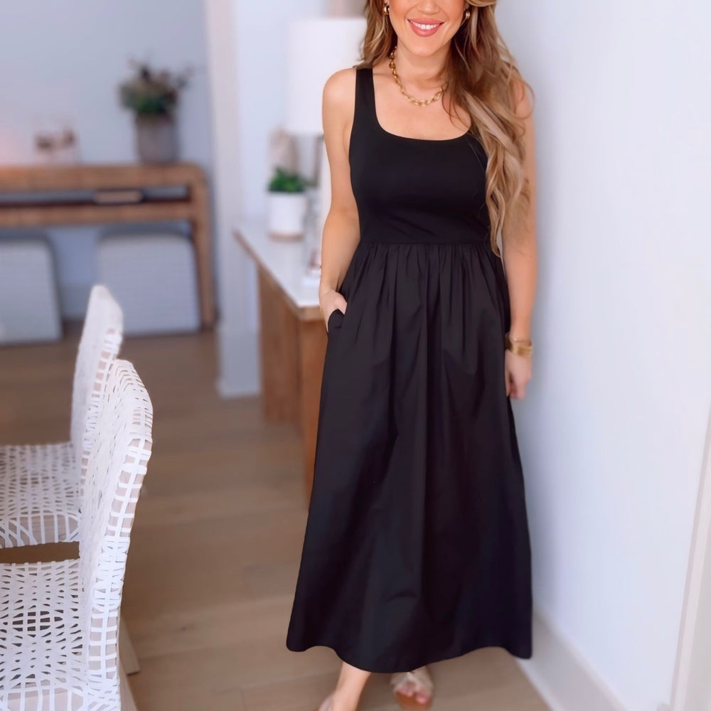 Sweet & Simple Black Midi Dress