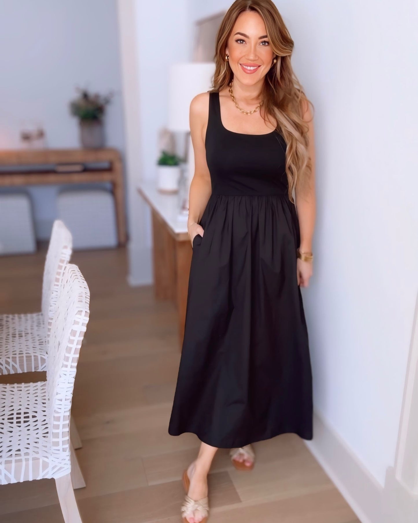 Sweet & Simple Black Midi Dress