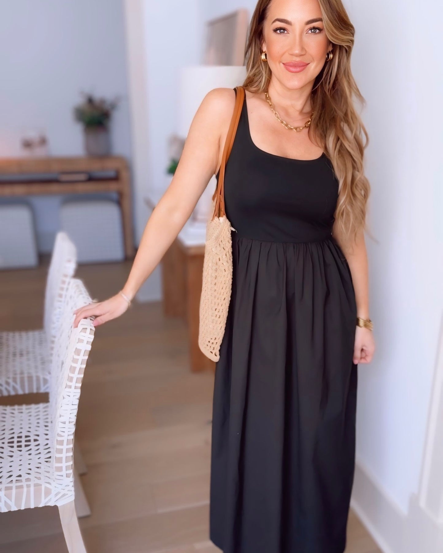 Sweet & Simple Black Midi Dress
