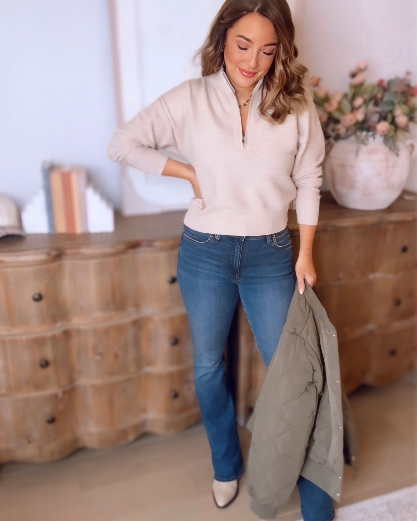 Axton Dolman Half Zip Sweater