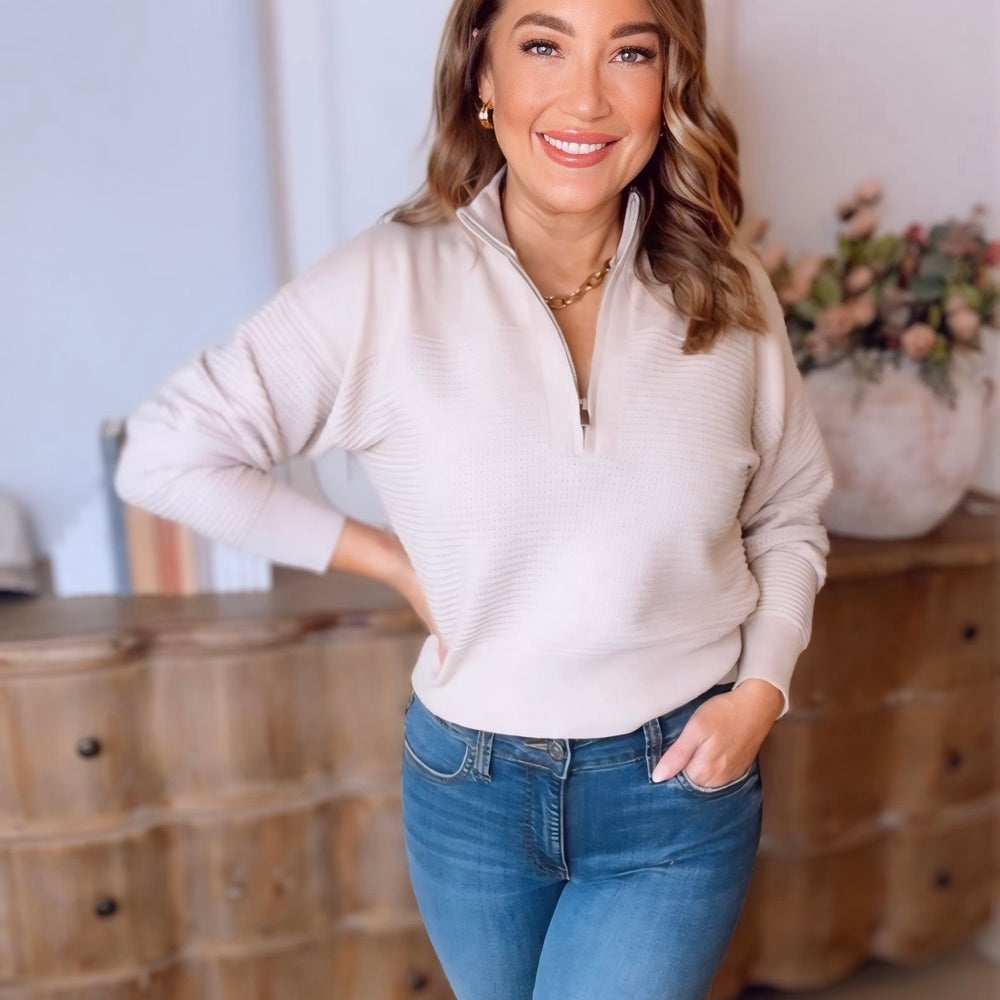 Axton Dolman Half Zip Sweater