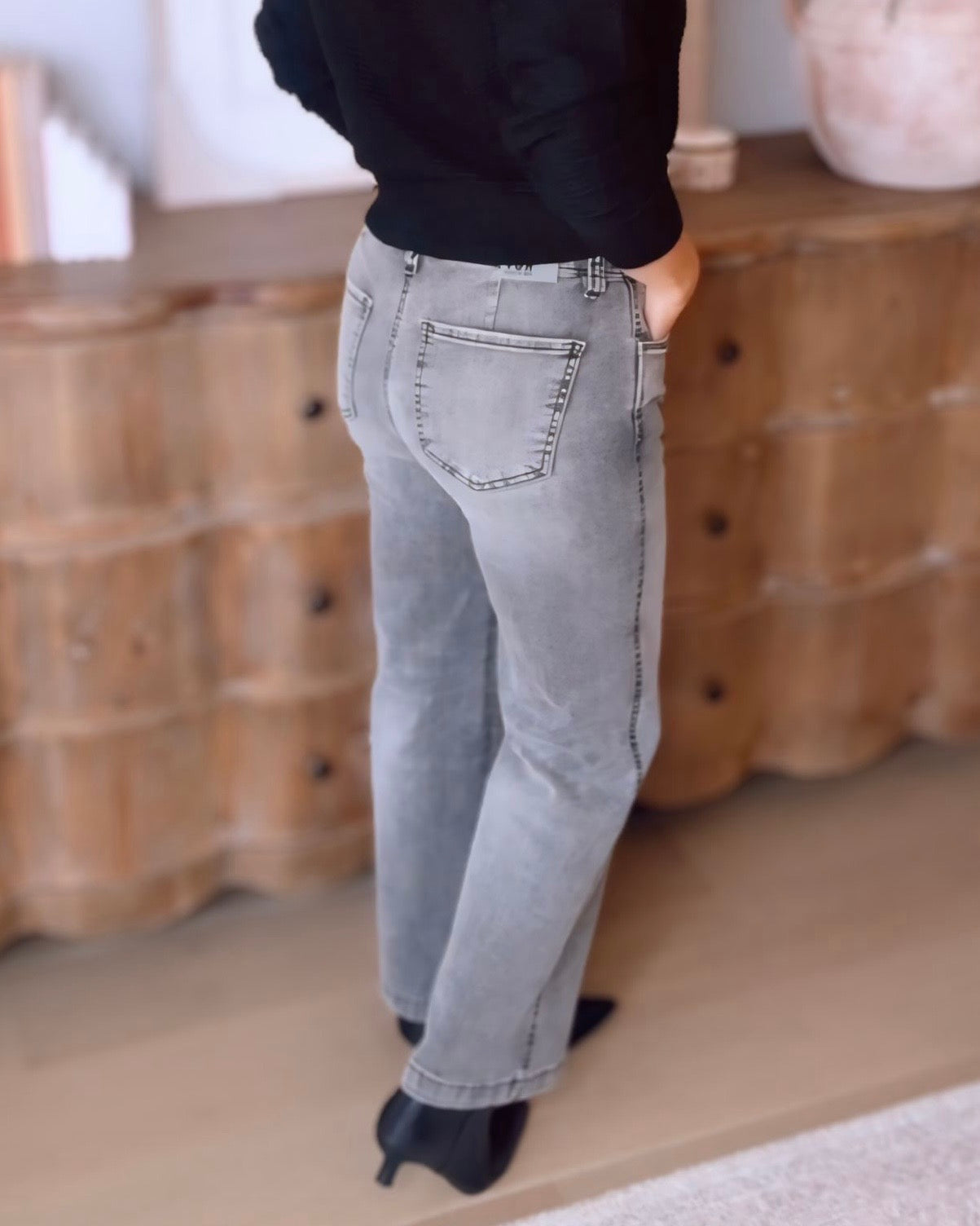 KUT - Pattie High Rise Straight Leg - Charcoal