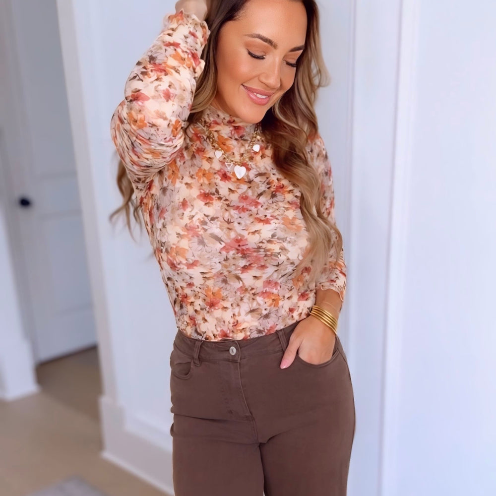 Ember Floral Mesh Long Sleeve Top