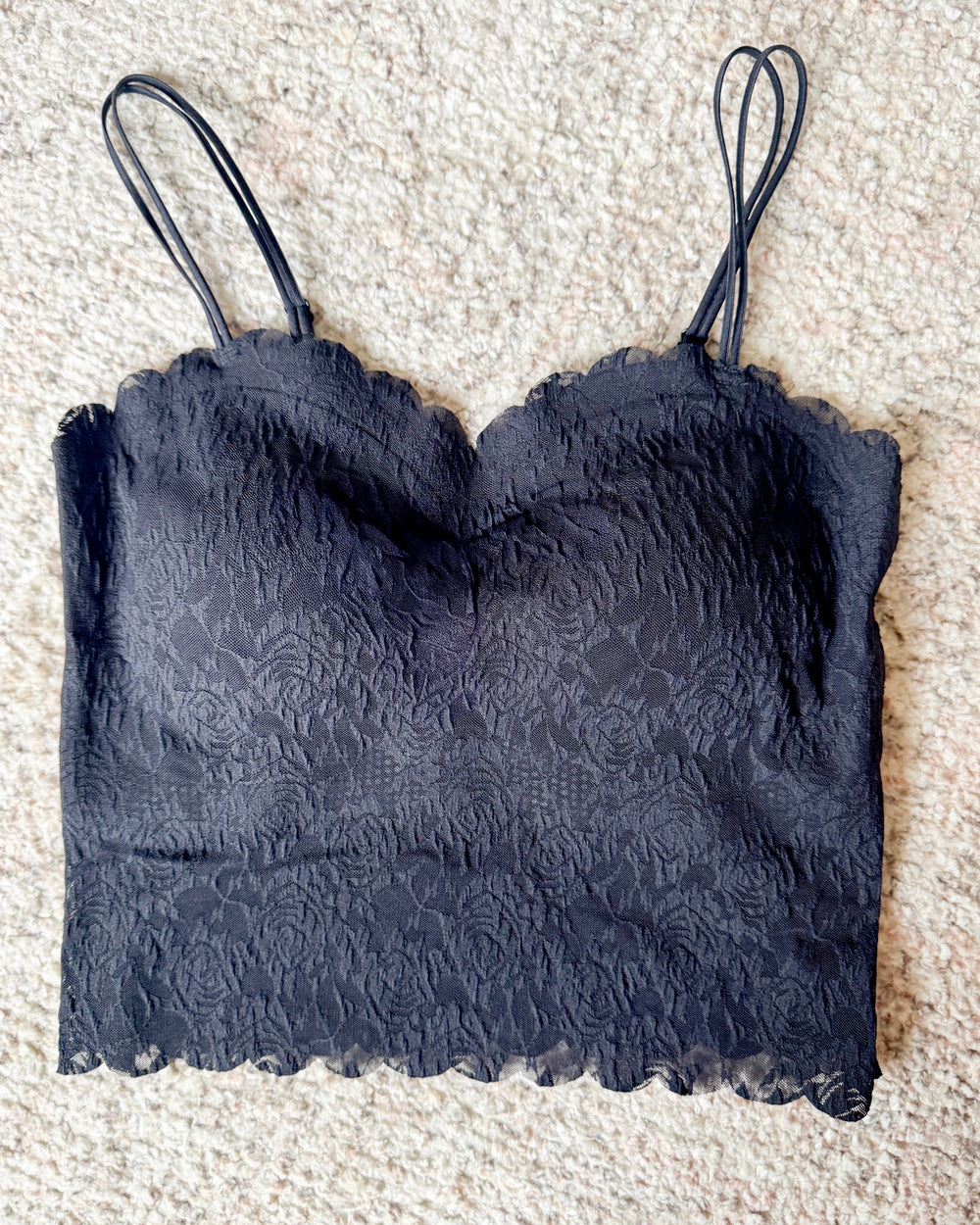 Jacquard Lace Scallop Edge Bralette
