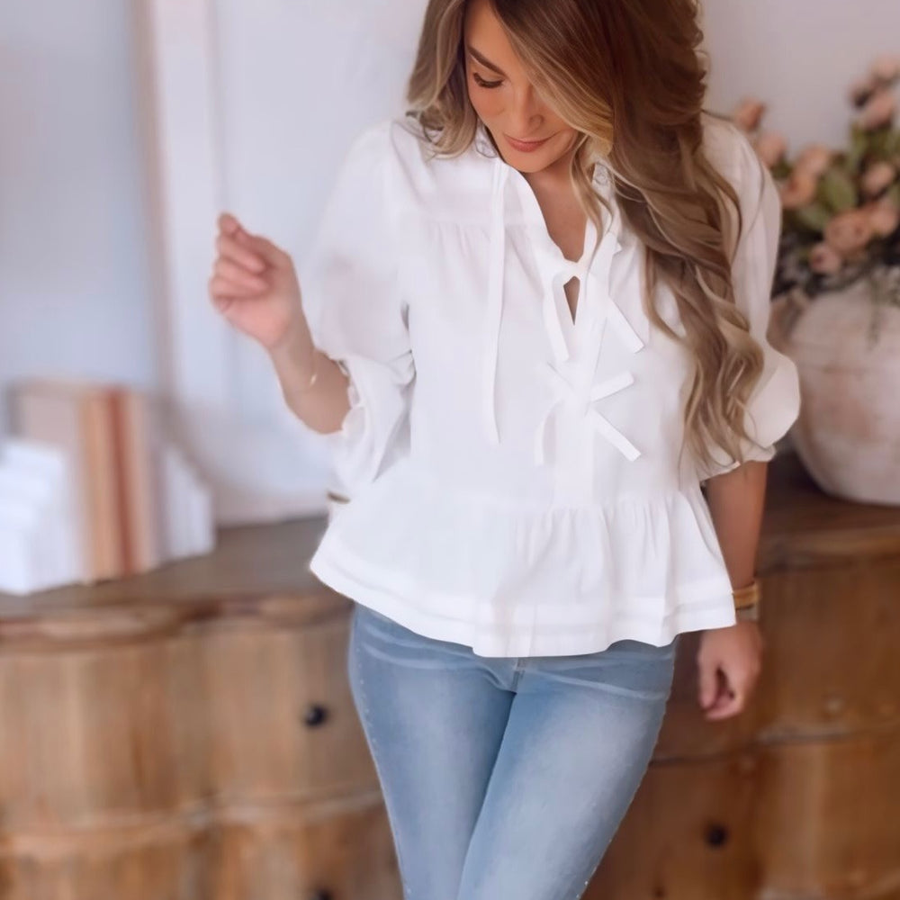 Cora Ribbon Tie Top