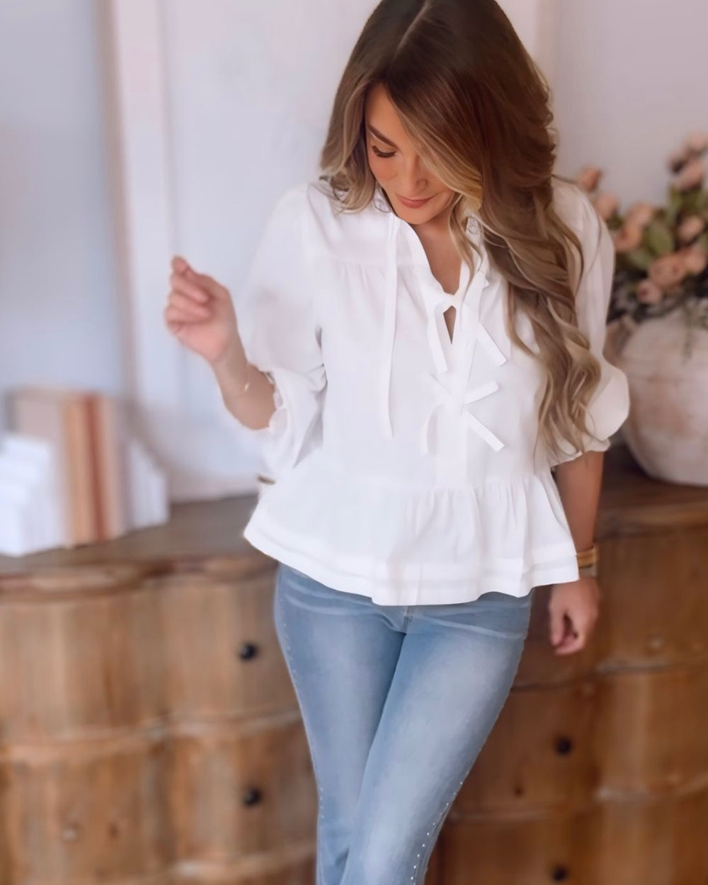 Cora Ribbon Tie Top