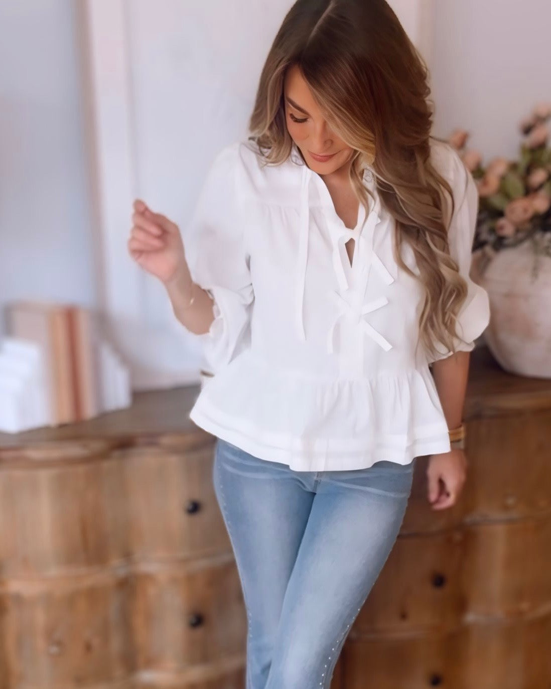 Cora Ribbon Tie Top
