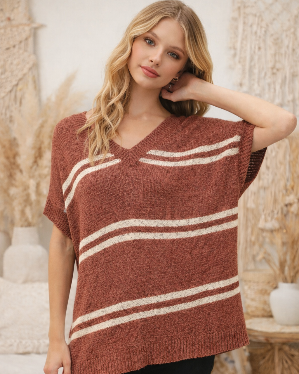 Luella Striped V-Neck Sweater