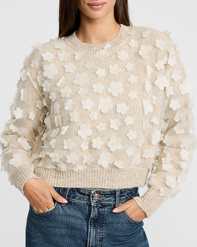 Pretty Peony Floral Overlay Sweater