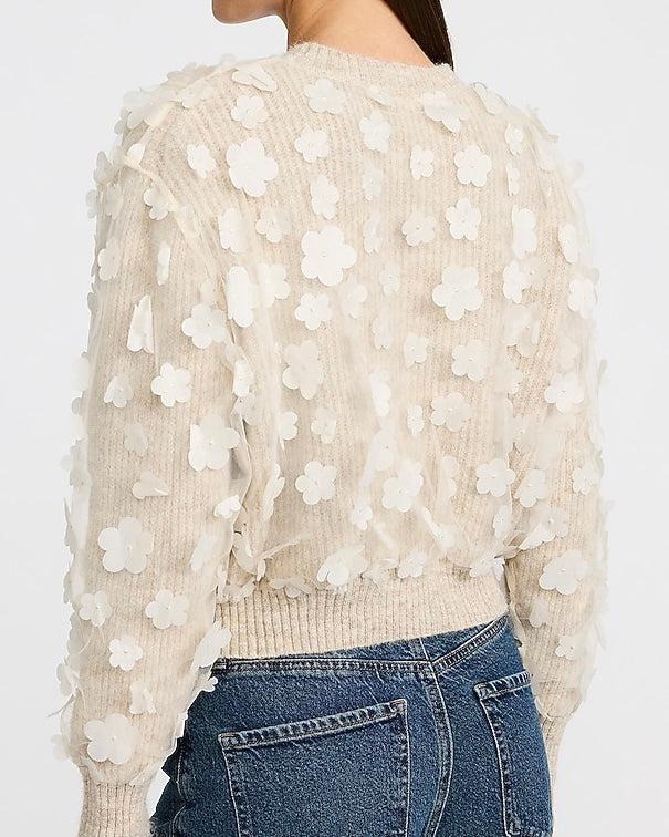 Pretty Peony Floral Overlay Sweater