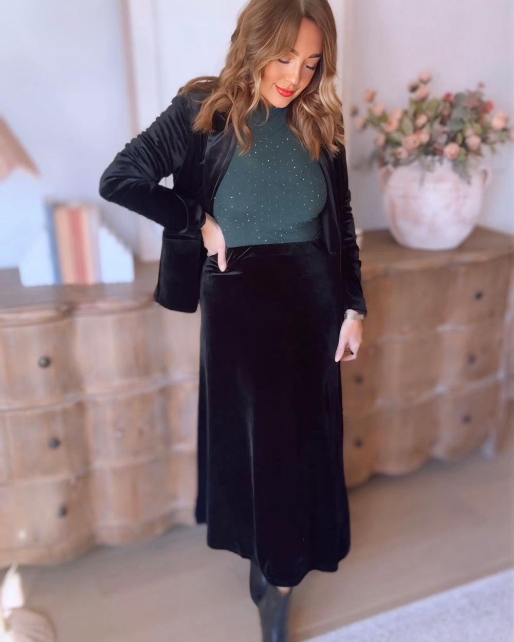 Leonora Velvet Midi Skirt