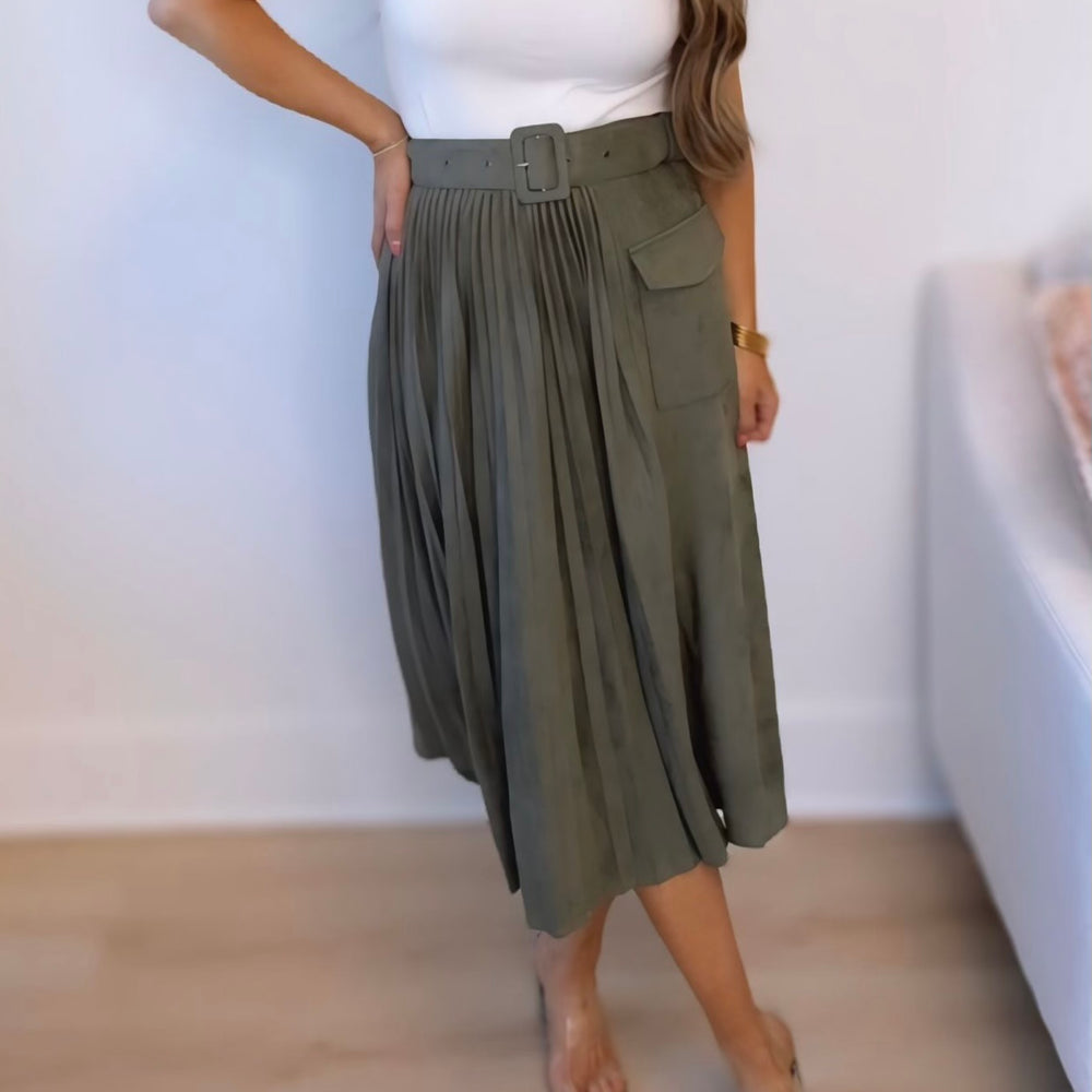 Chic Outing Suede Midi Skirt