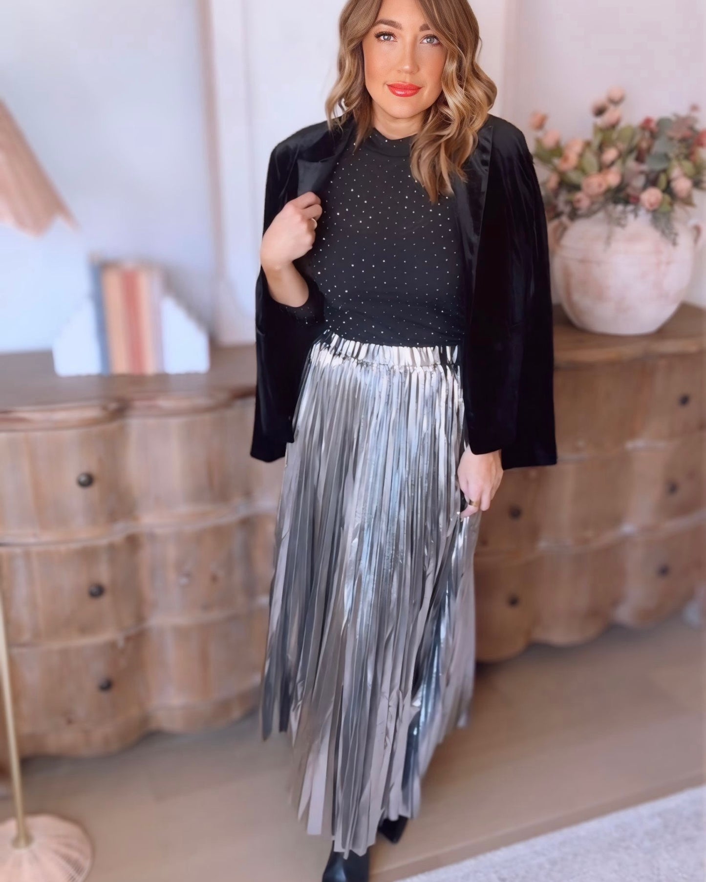 Jameson Pleated Midi Skirt