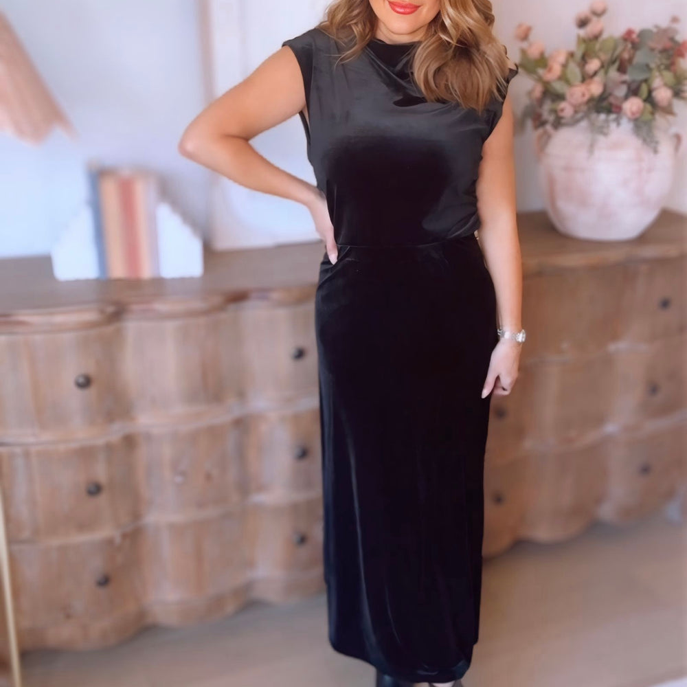 Lennie Mock Neck Velvet Top