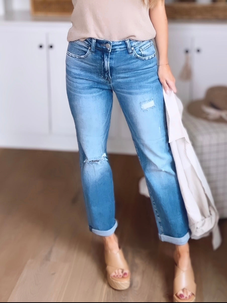 Risen High Rise Slim Girlfriend Jeans- PREORDER