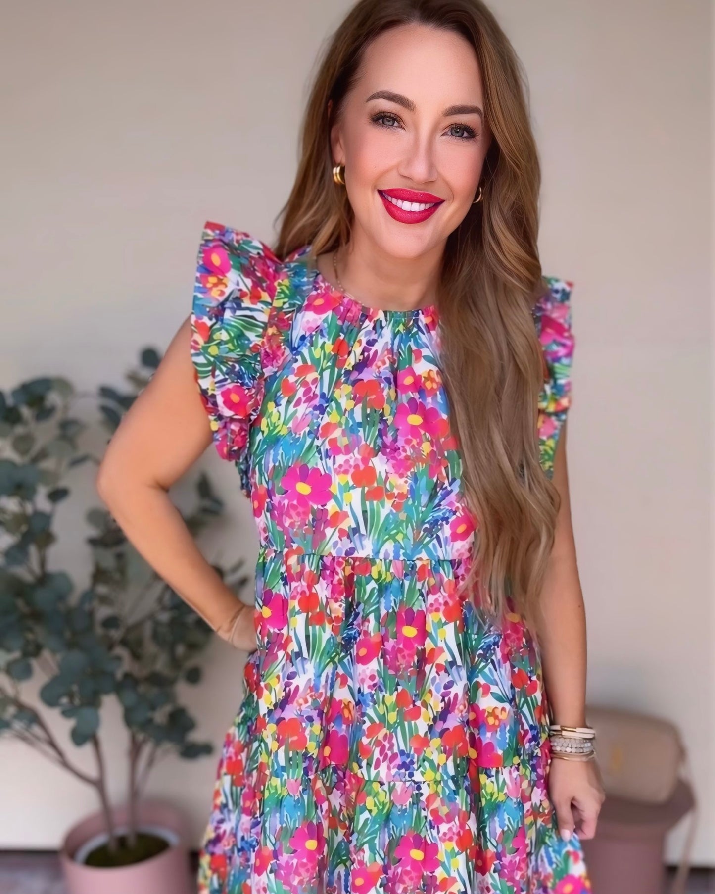 Bring The Bouquet Floral Ruffle Tiered Dress