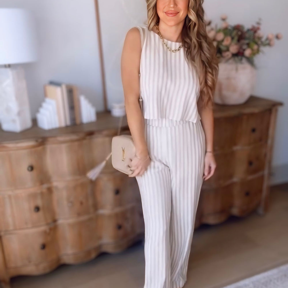 Annabelle Striped Linen Tie Back Top