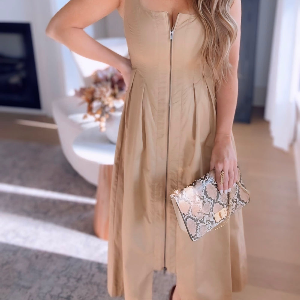 The Right Choice Pleated Zipper Maxi Dress