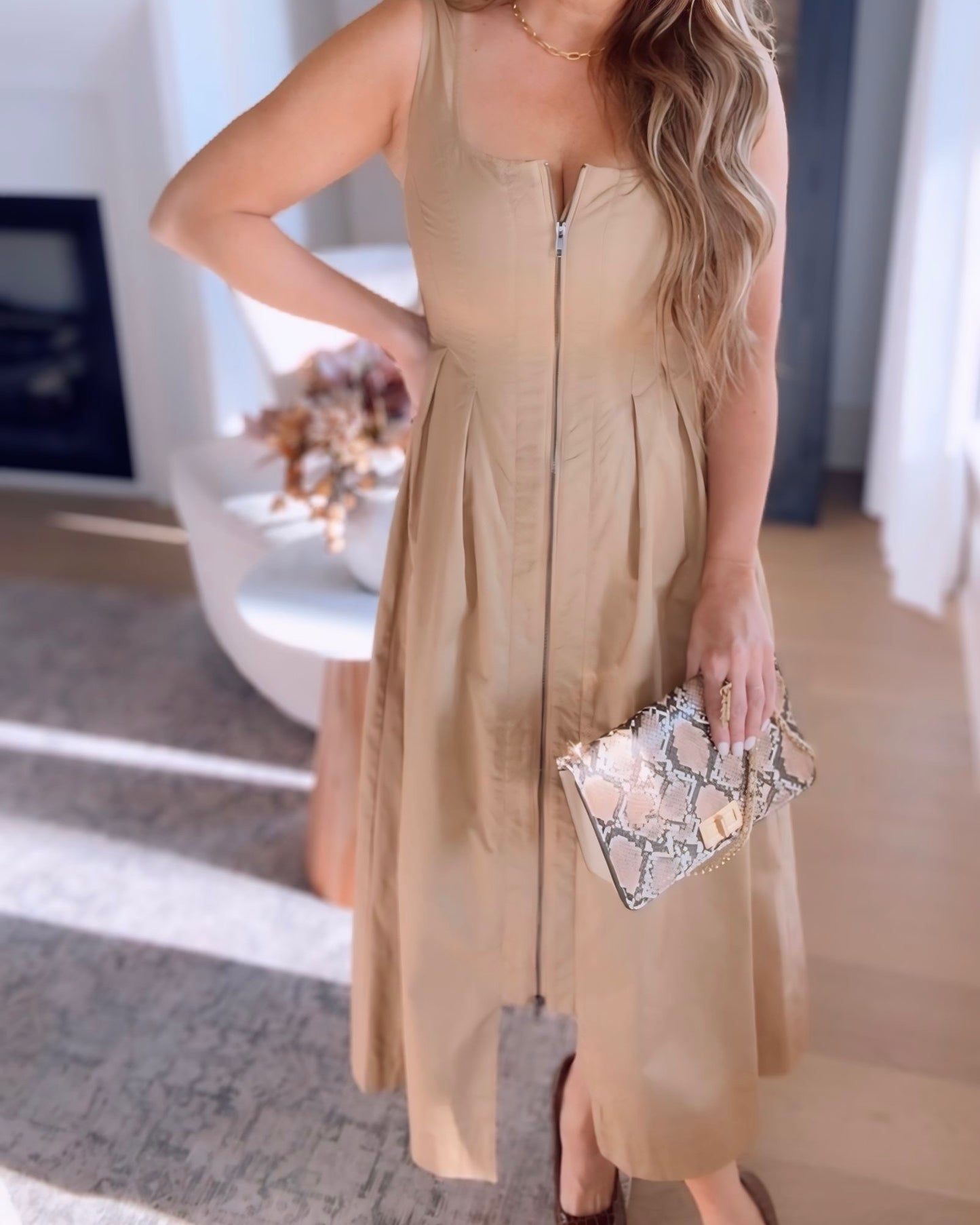 The Right Choice Pleated Zipper Maxi Dress
