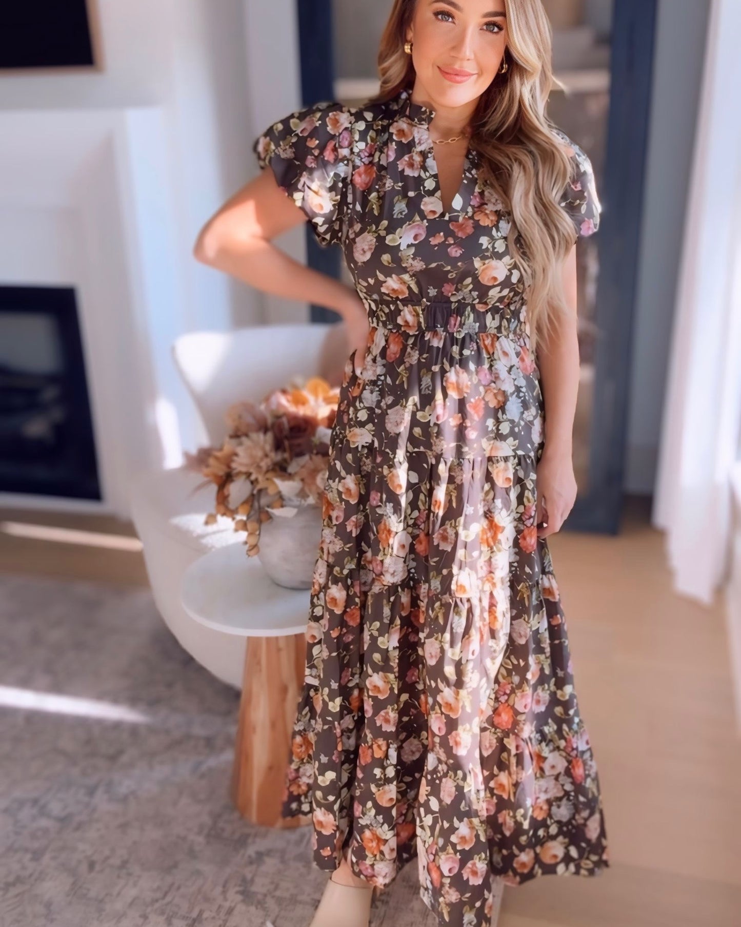 Falling For You Floral Midi Dress Falling For You Floral Midi Dress