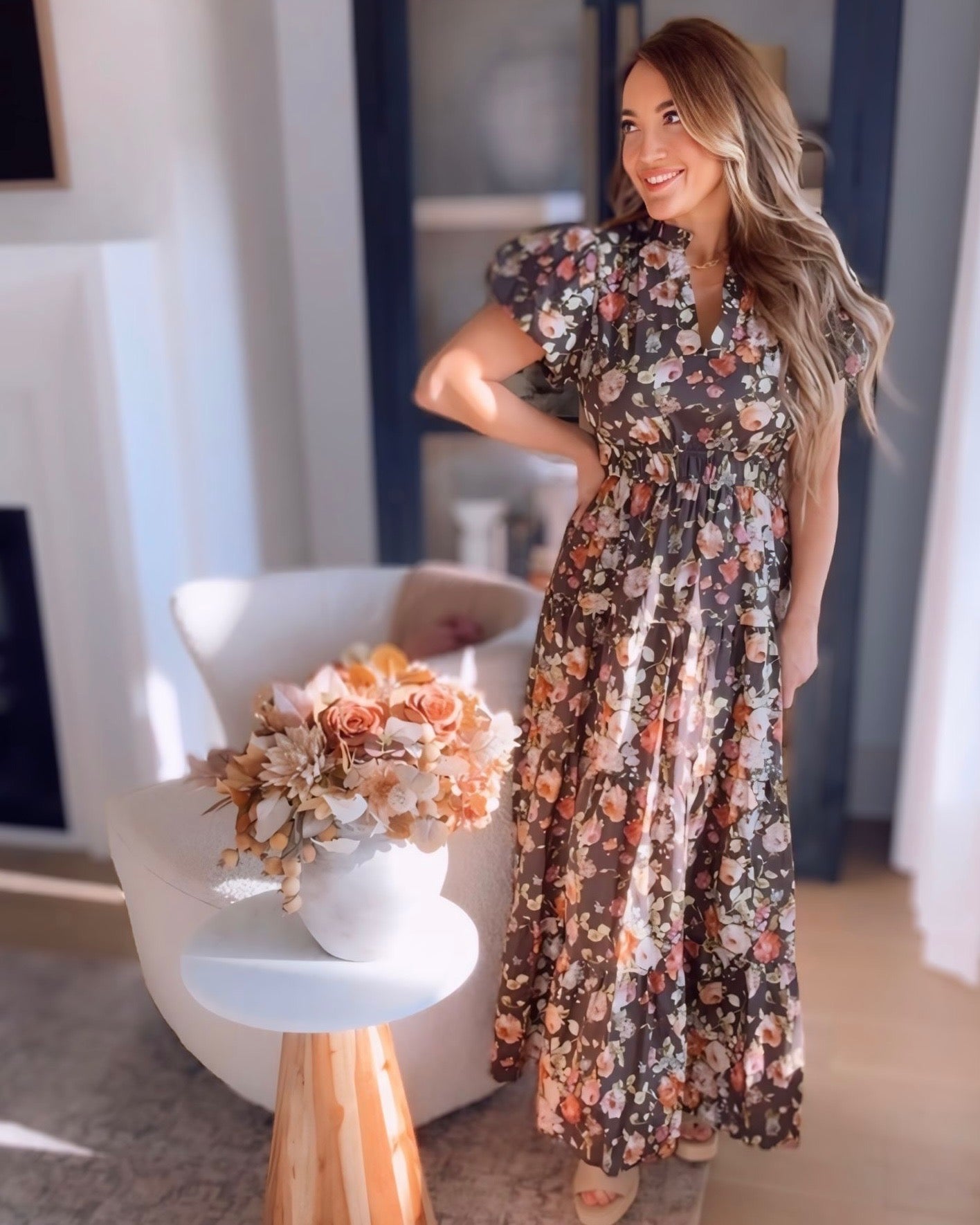 Falling For You Floral Midi Dress
