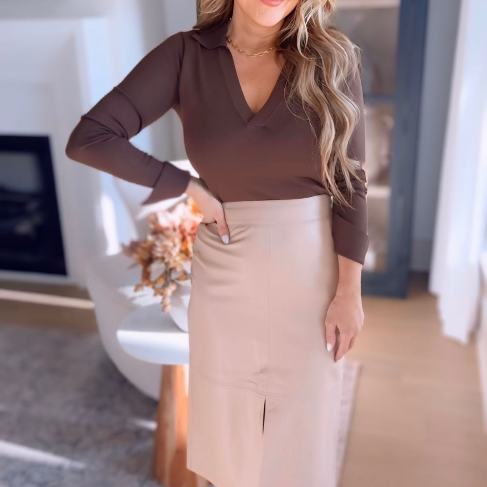 Campbell Vegan Leather Midi Skirt