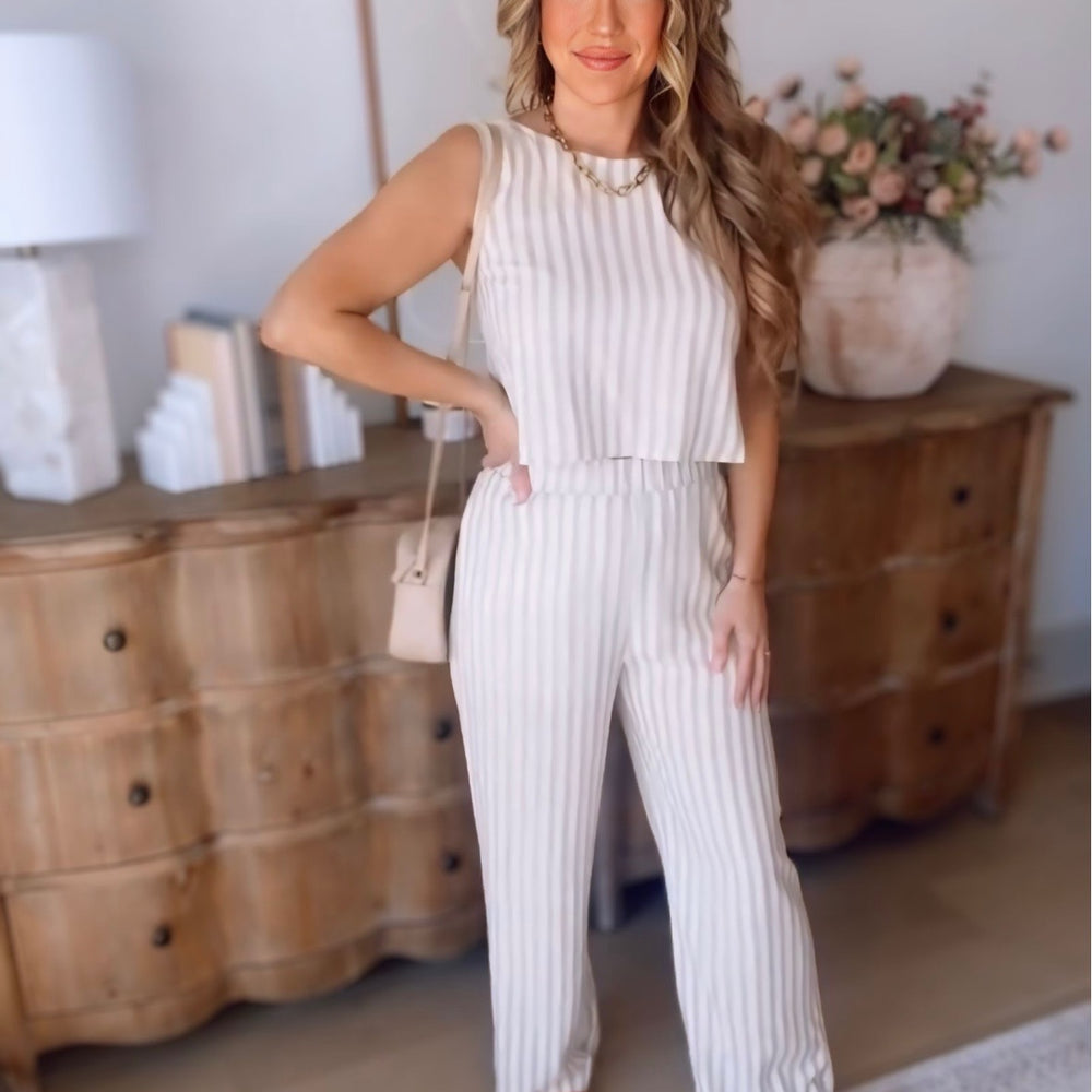 Annabelle Striped Linen Wide Leg Pants