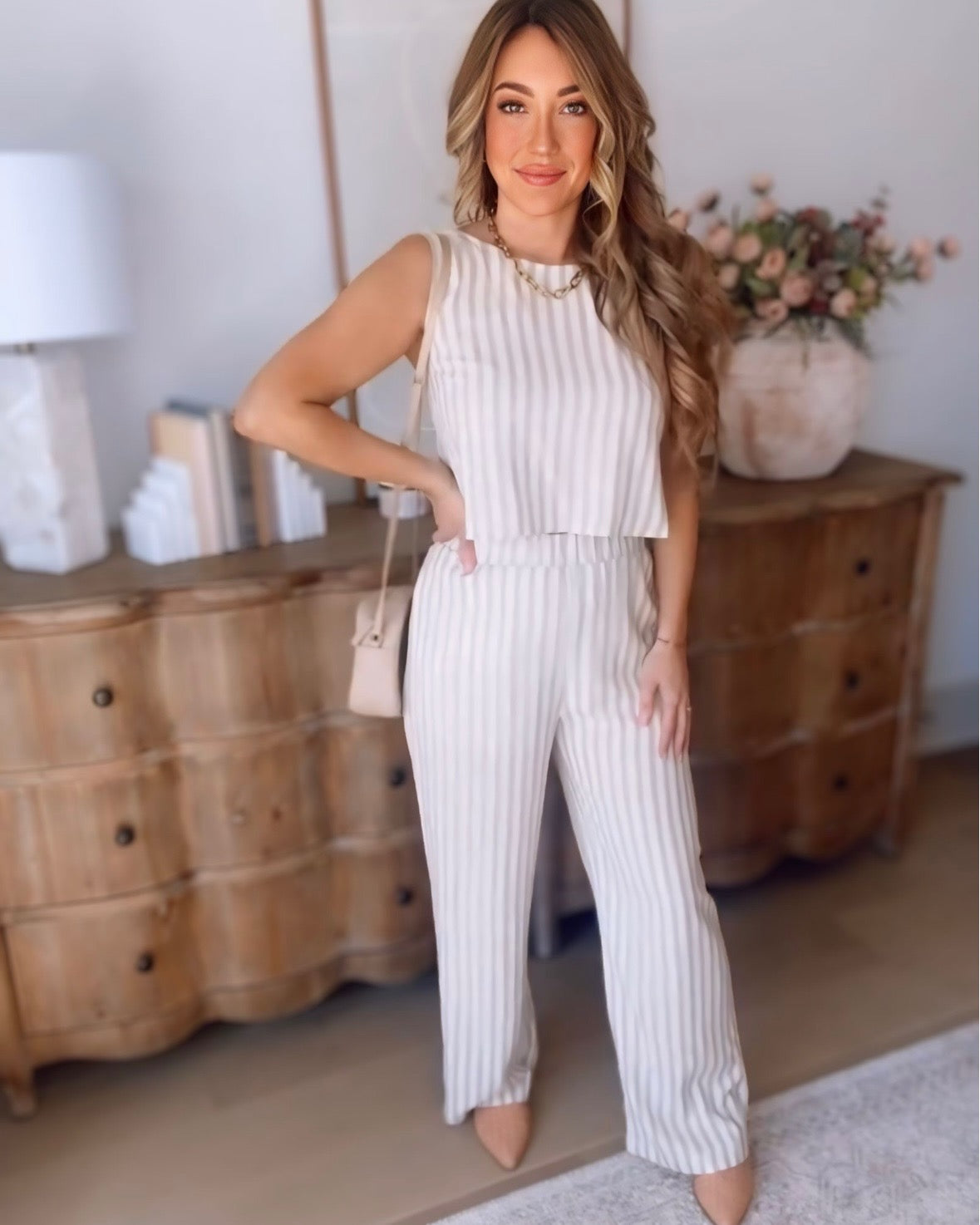 Annabelle Striped Linen Wide Leg Pants