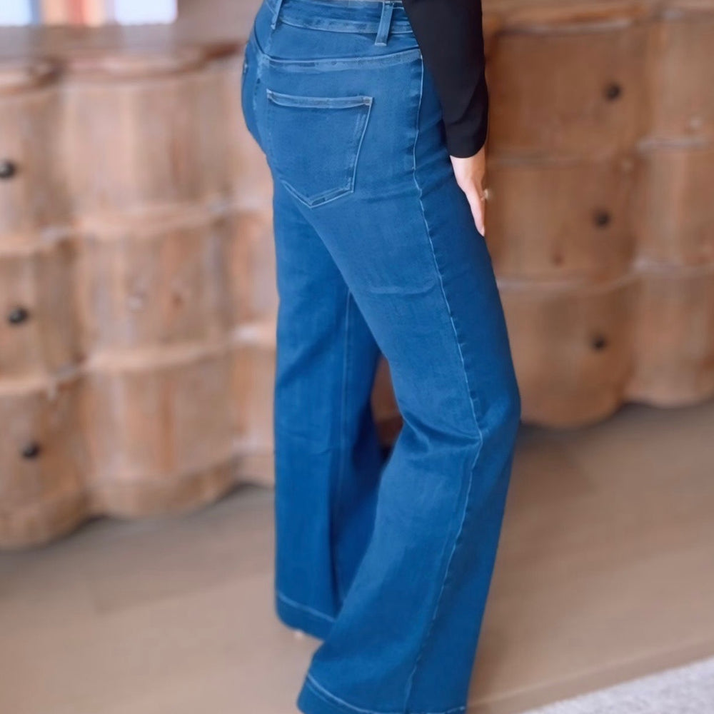 Marine Flare Button Detail Jeans