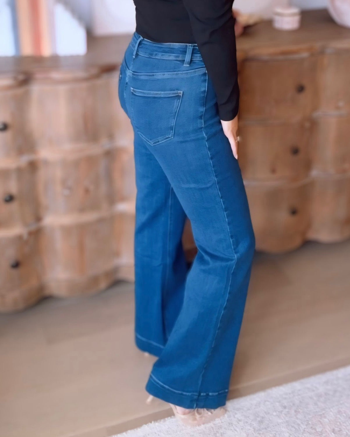 Marine Flare Button Detail Jeans