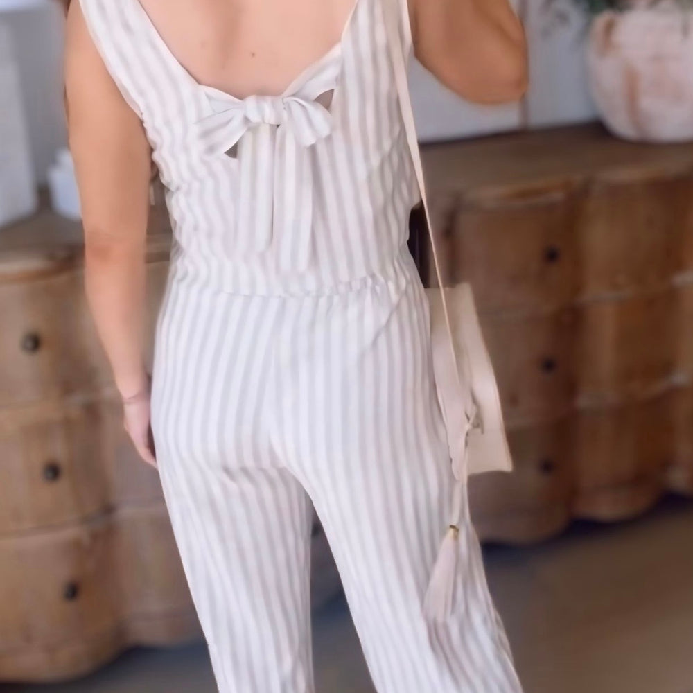 
                      
                        Annabelle Striped Linen Tie Back Top
                      
                    