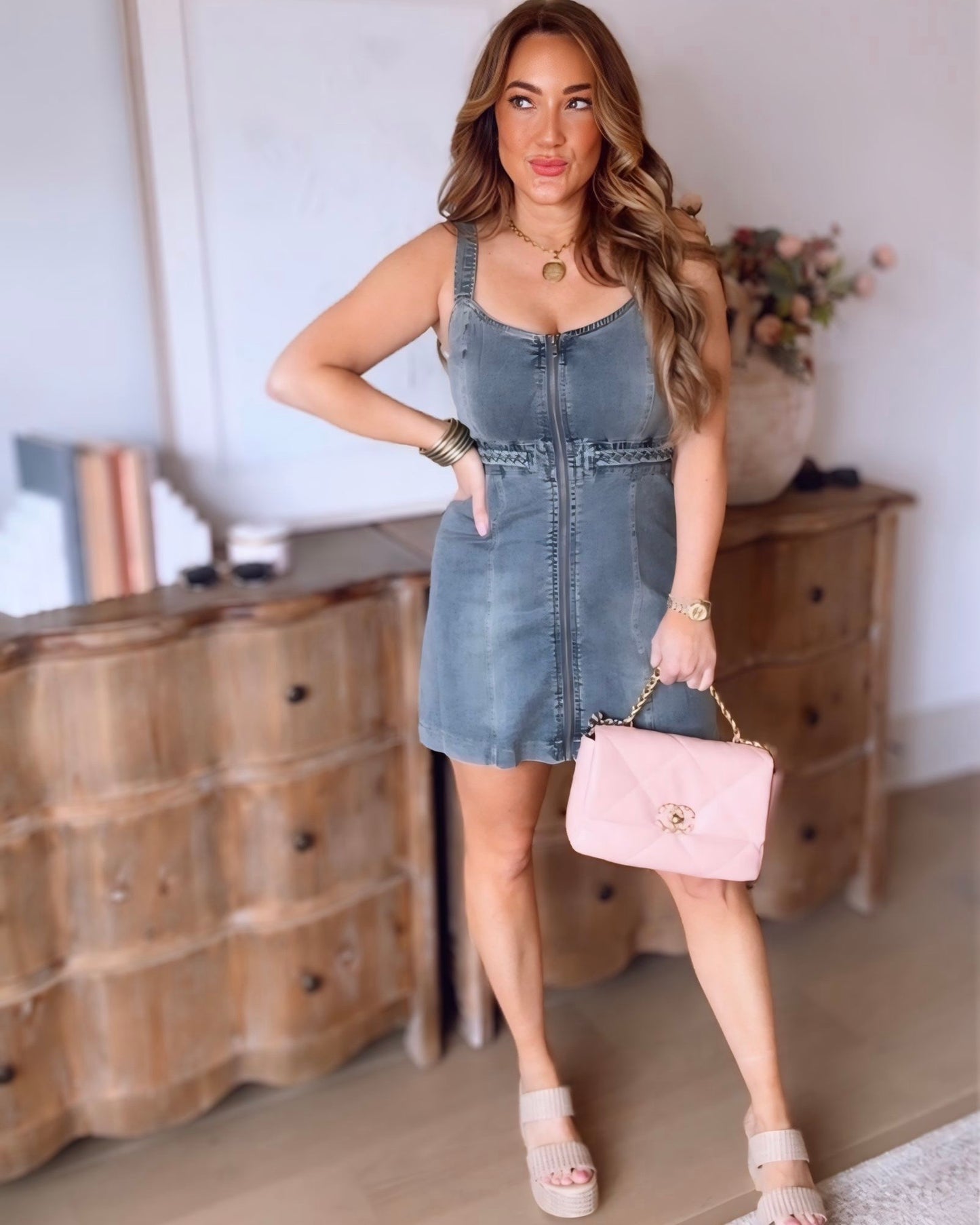 Ashlyn Braided Waist Denim Dress